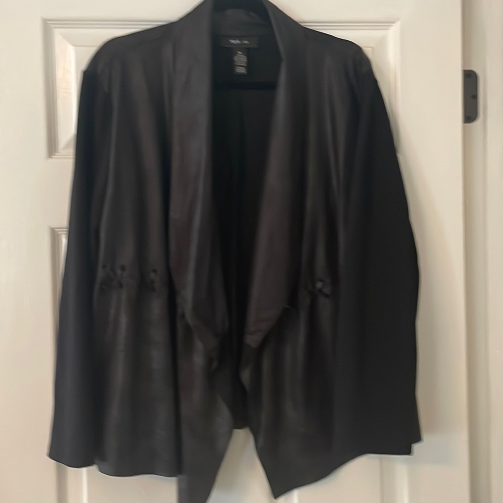 Style & Co Faux leather and knit jacket